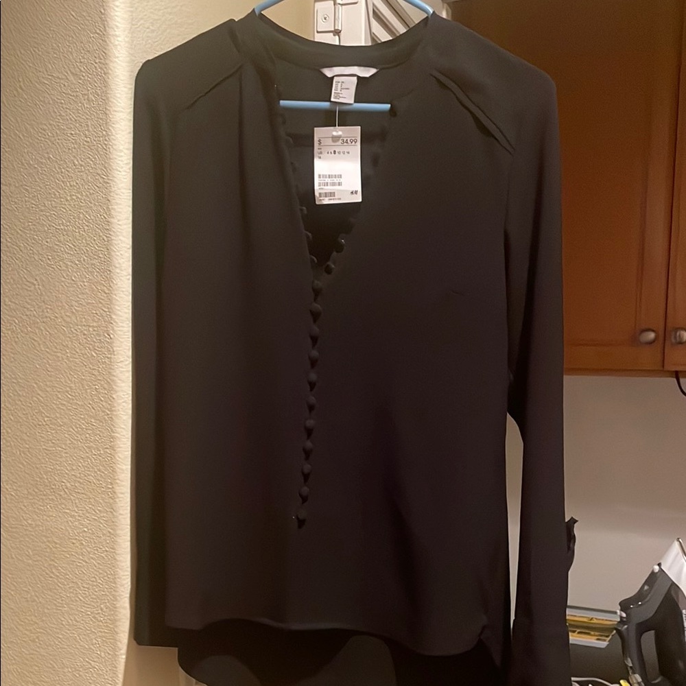 H&M Black Button-Detail Blouse